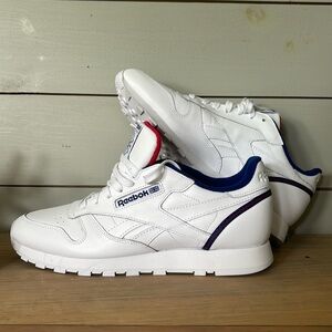 REEBOK Classic Leather Men's Shoes White-Deep Cobalt-Vector Red